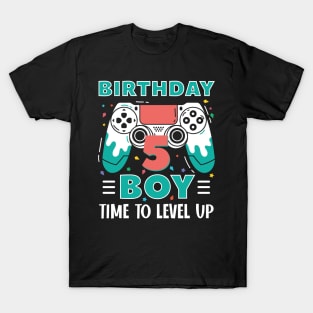 5th Birthday Boy Gamer Funny B-day Gift For Boys kids toddlers T-Shirt